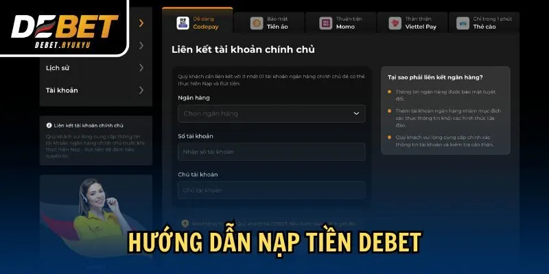 Hướng dẫn nạp tiền Debet